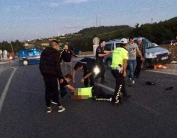 Kaza yerinde ölçüm yapan polis araç çarpması sonucu şehit oldu!