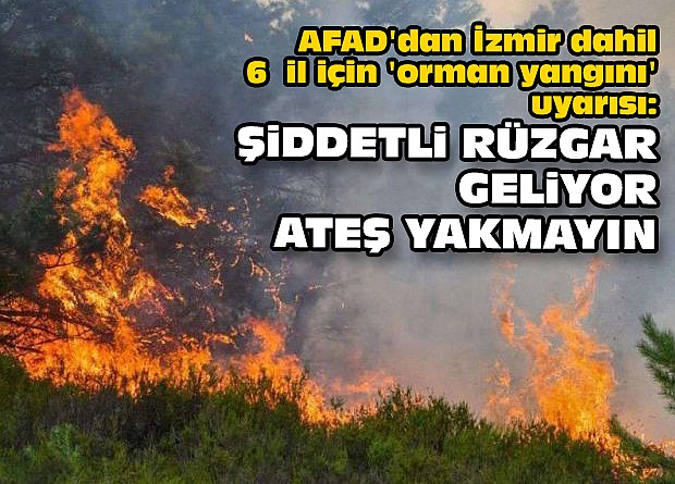 AFAD'dan İzmir dahil 6  il için 'orman yangını' uyarısı: Şiddetli rüzgar geliyor, ateş yakmayın